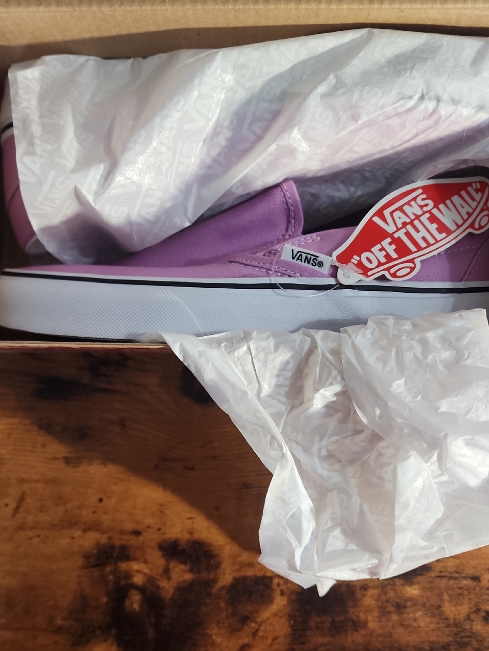 FIRM PRICE Vans Slip-On Sneakers in Pink/purple with White Sole Size M-4.5 W-6
